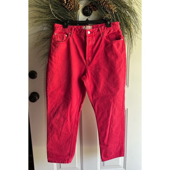 Everlane  90s Cheeky Jean 31 Crop Denim High Waist Form Fitting Straight Red - Picture 1 of 10